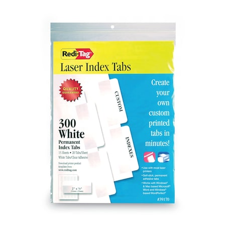 Redi-Tag Printable Index Tabs, 2 in., PK300 39170